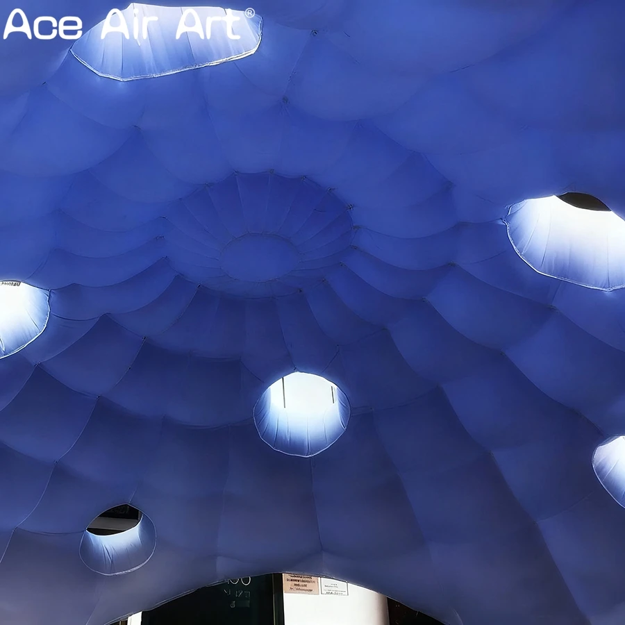 Área de recepção inflável inflável exterior azul gigante personalizada da barraca da abóbada para o lugar da reunião do evento