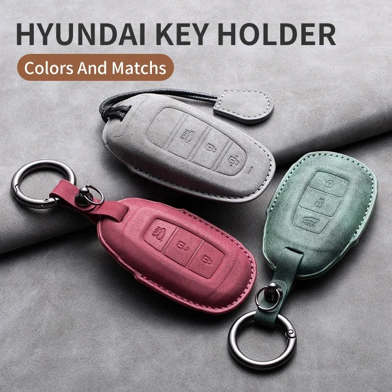 

Car For Hyundai Key Case Cover Shell Grand Santa Fe 3 DM I30 IX35 Ix45 Encino KONA Solaris Azera Grandeur Creta 2 Kona Leather