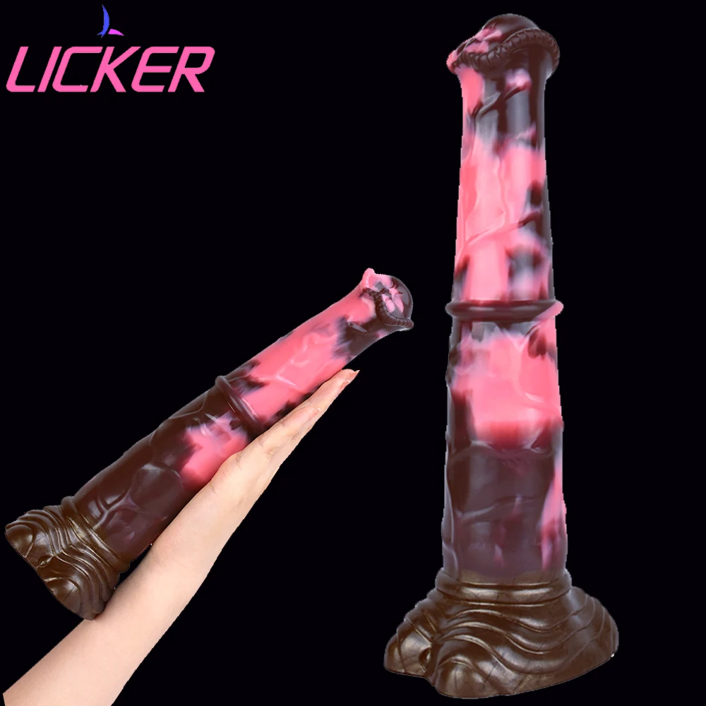 

LICKER Long Animal Horse G-point Stimulation Dildo Sex Product Female Orgasm Masturbator With Sucker Fantasy Butt Dick Penis