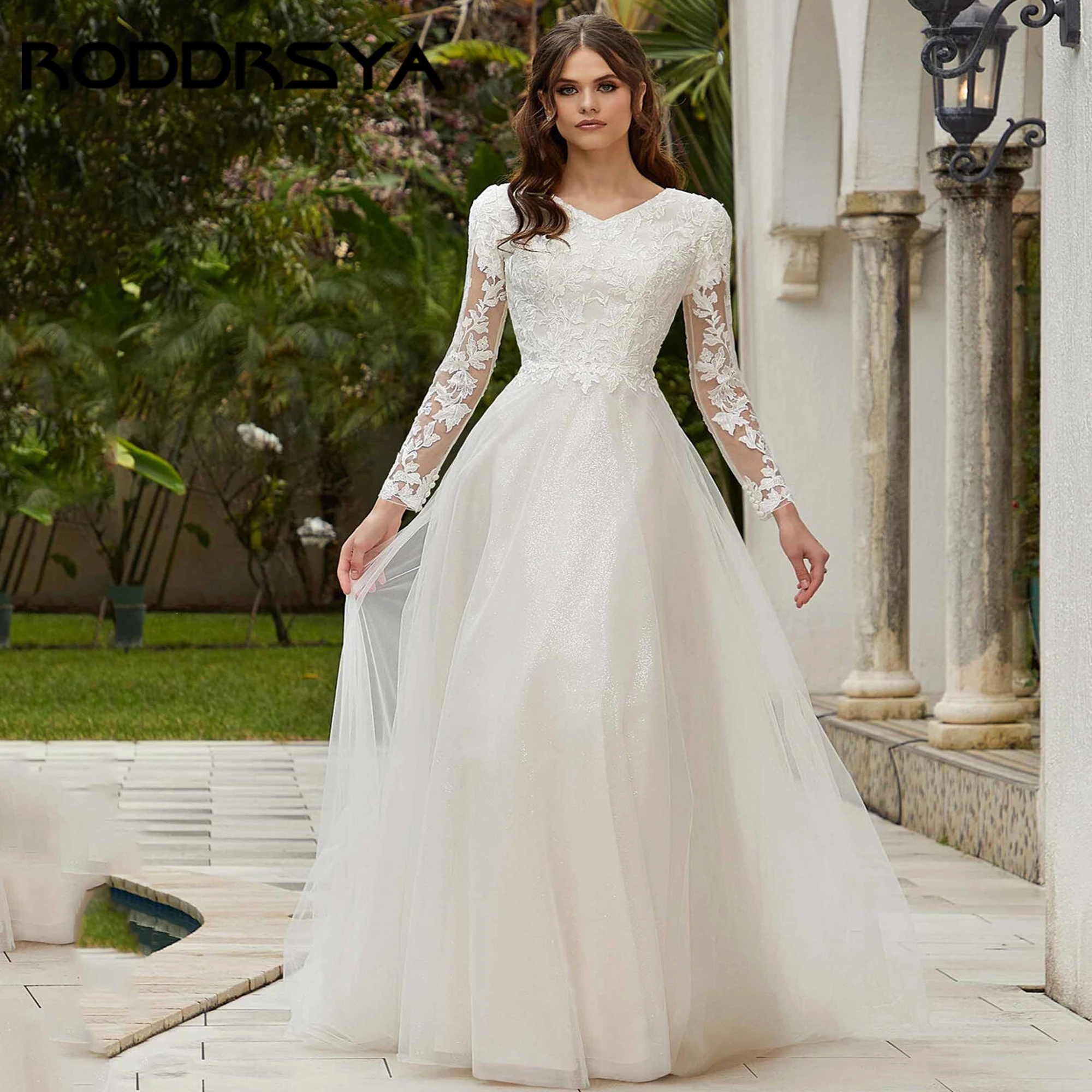 

Elegant Sexy A-Line Wedding Dresses Illusion Sleeves V-Neck Cap Sleeves Boho Bridal Gowns Beach Bride Dresses 2025 Customized