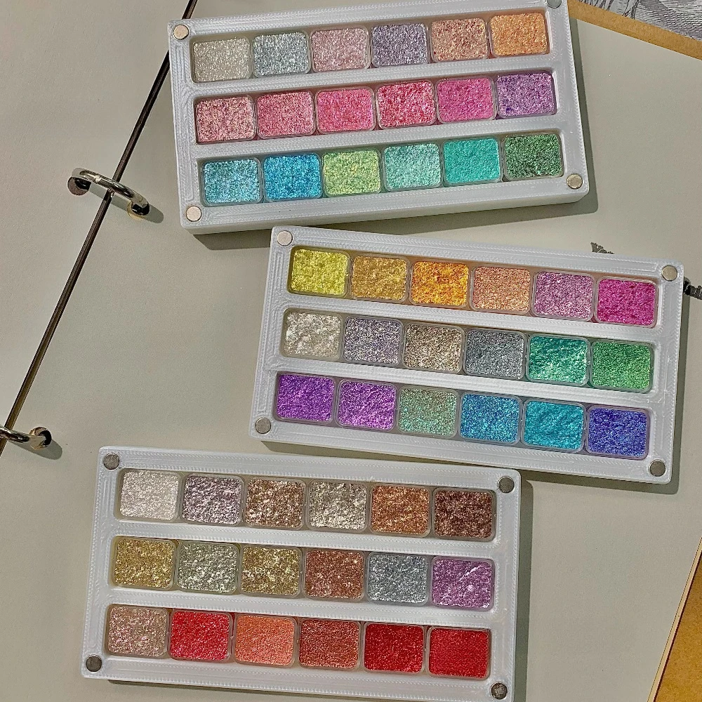 18Grids Bright Bling Mud Nail Solid Pigment Crystal Opal Rubbing Dust Aurora Chrome Glitter Paste Charm Japanese Manicure Flash