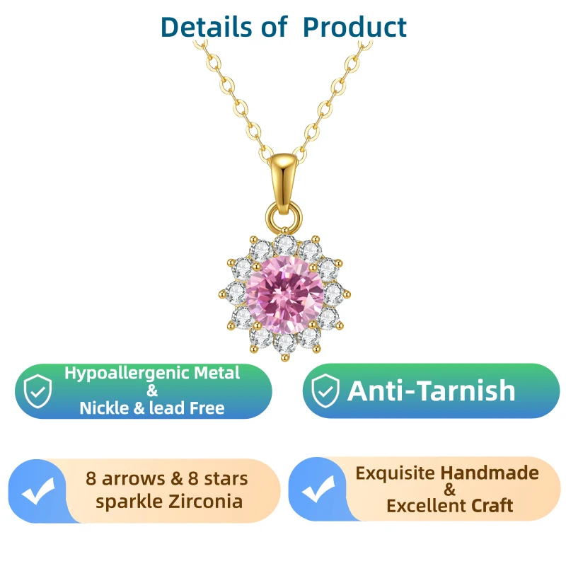 Schmuck für Frauen, hypoallergene Halskette, böhmisches Weihnachtsgeschenk für Sie, mit Geschenkbox, 2-Karat-Zirkonia-Halskette für Frauen