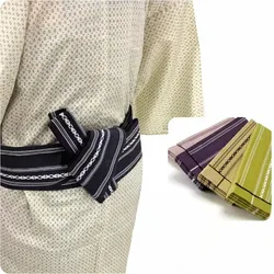 Wide Striped Obi Belt Japanese Kimono YukataTrraditional Costumes Self-Tie Samurai Waistband Accessories Sauna Spa Wear Belt