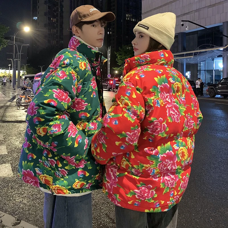 

Утепленная хлопковая куртка для пар в американском стиле, зимняя верхняя одежда, модная одежда в стиле интернет-селебрити, утепленное хлопковое пальто