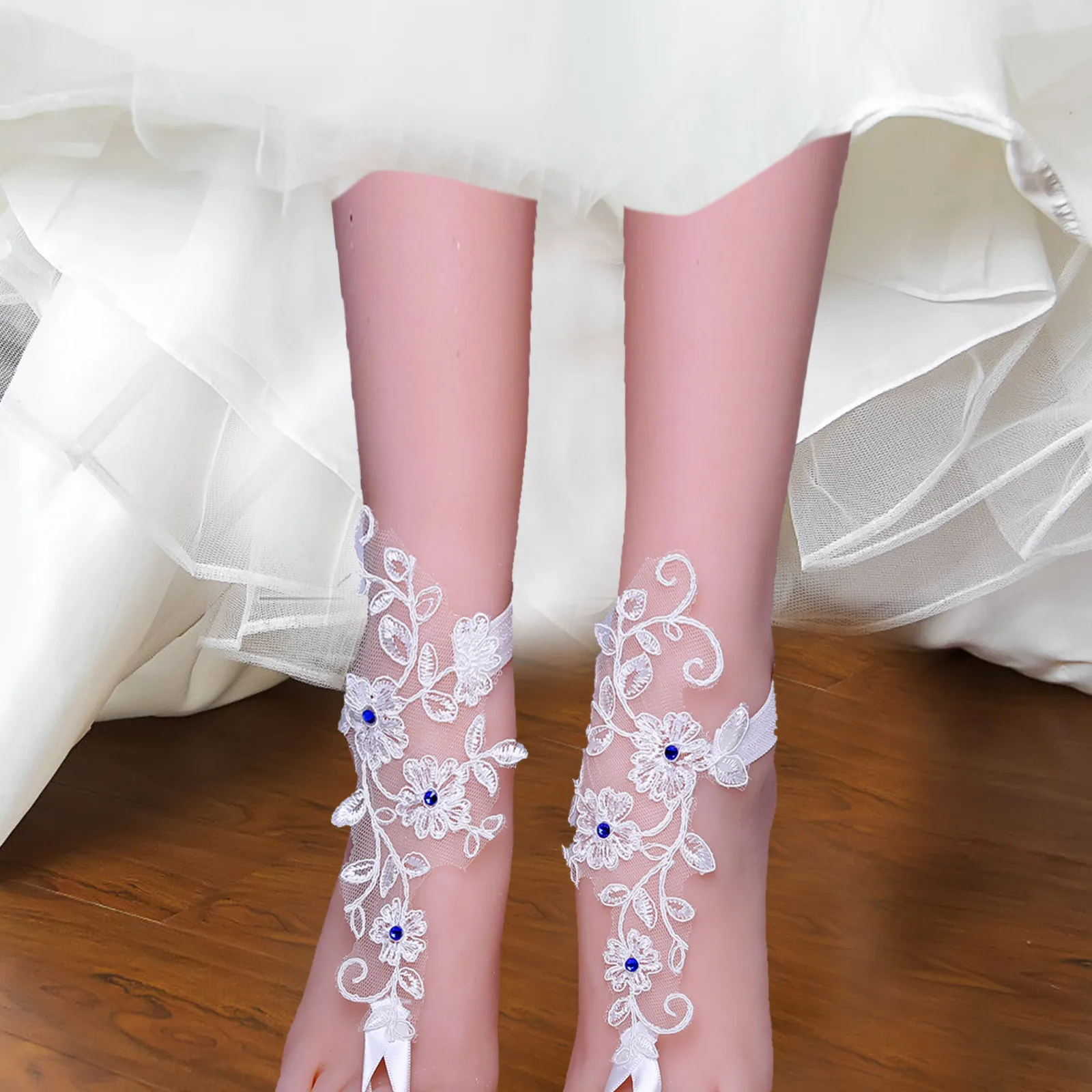 

Elastic Wedding Foot Jewelry Lace Anklets Beach Bridal Supplies Women Barefoot S Chain Accessories Bride Decorative Jewelry
