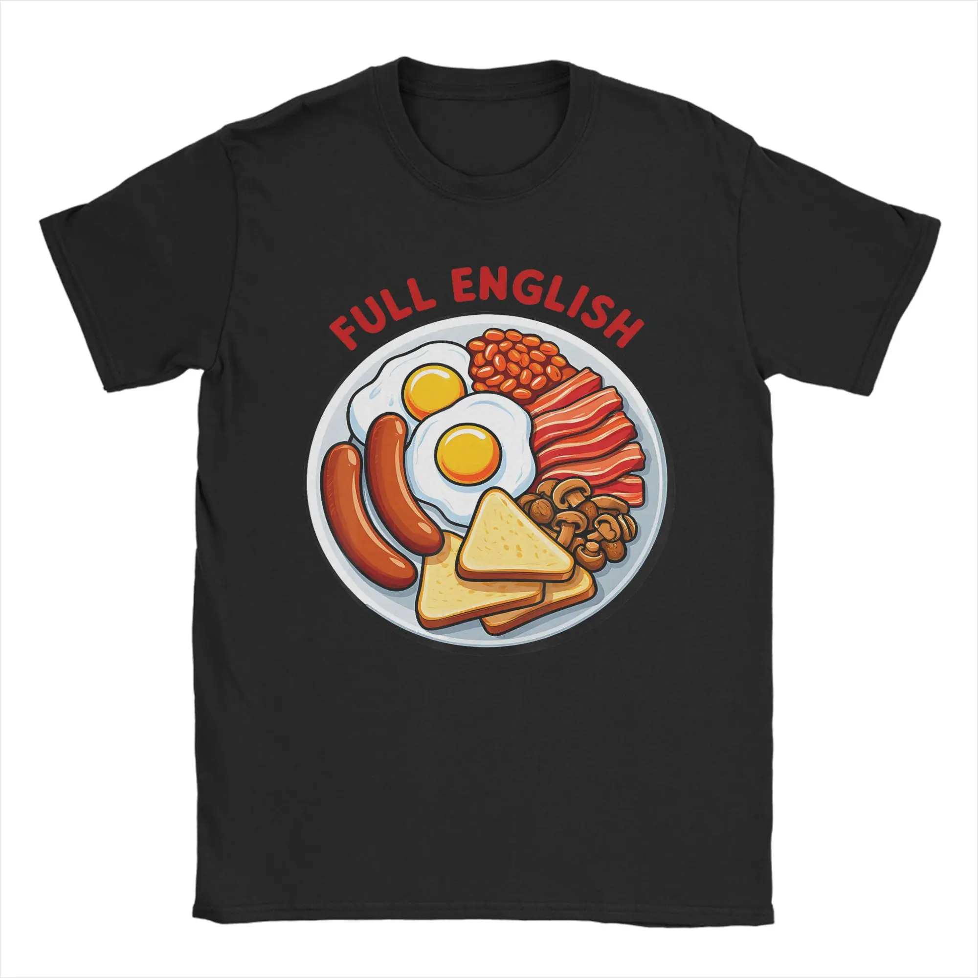 Men T-Shirts Full English Breakfast Lover Funny British Food Novelty Tees Short Sleeve  T Shirt O Neck Clothes Graphic Printed