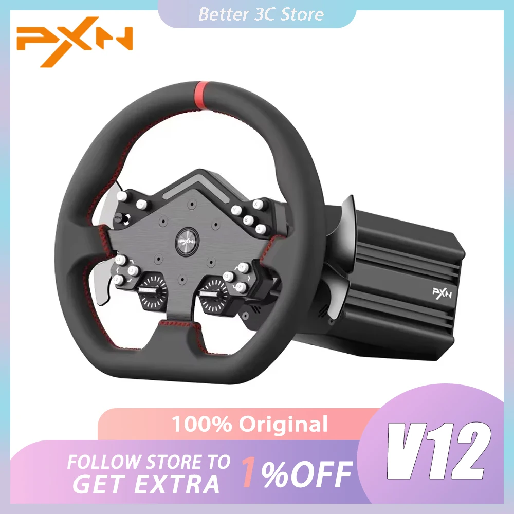 Pxn V12 Gaming Steering Racing Wheel Lite 6nm Real Direct Drive Force Feedback Simulator For 7/8/10/11/Ps4/Xbox One Pc Windows