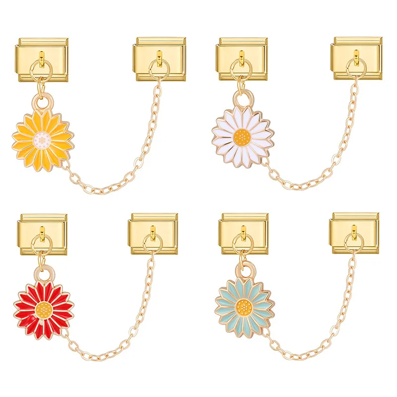 Gold Farbe Rosa Herz Stern Kirsche Mond Kette Quaste Italienischen Charme Link Fit 9mm Edelstahl Armband Frauen DIY Machen geschenke – Detail 10