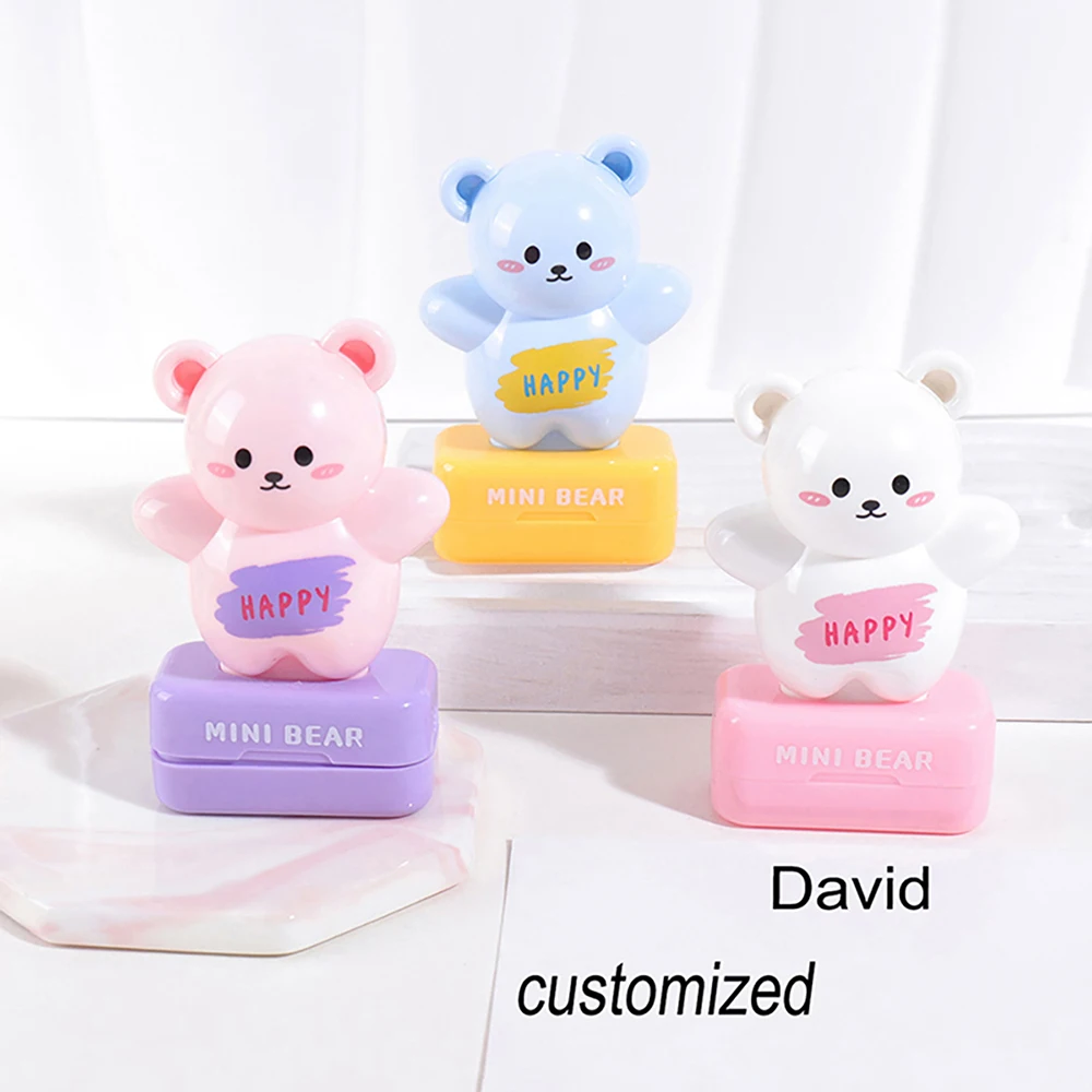 Cute Bear Custom Kids Name Stamp Personalized Name Stamp For School Kindergarten Clothing Label Signature Customized Text Seal