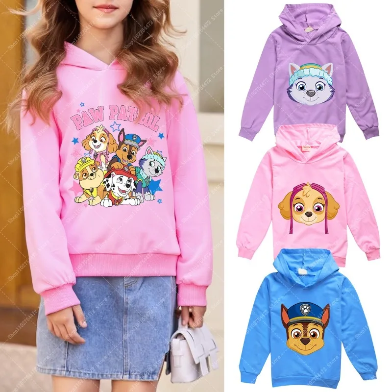 باو باترولز الاطفال طويلة الأكمام هوديس الأطفال أنيمي لطيف هودي سكاي تشيس الكرتون مقنعين القمم لصبي فتاة الخريف رقيقة الملابس