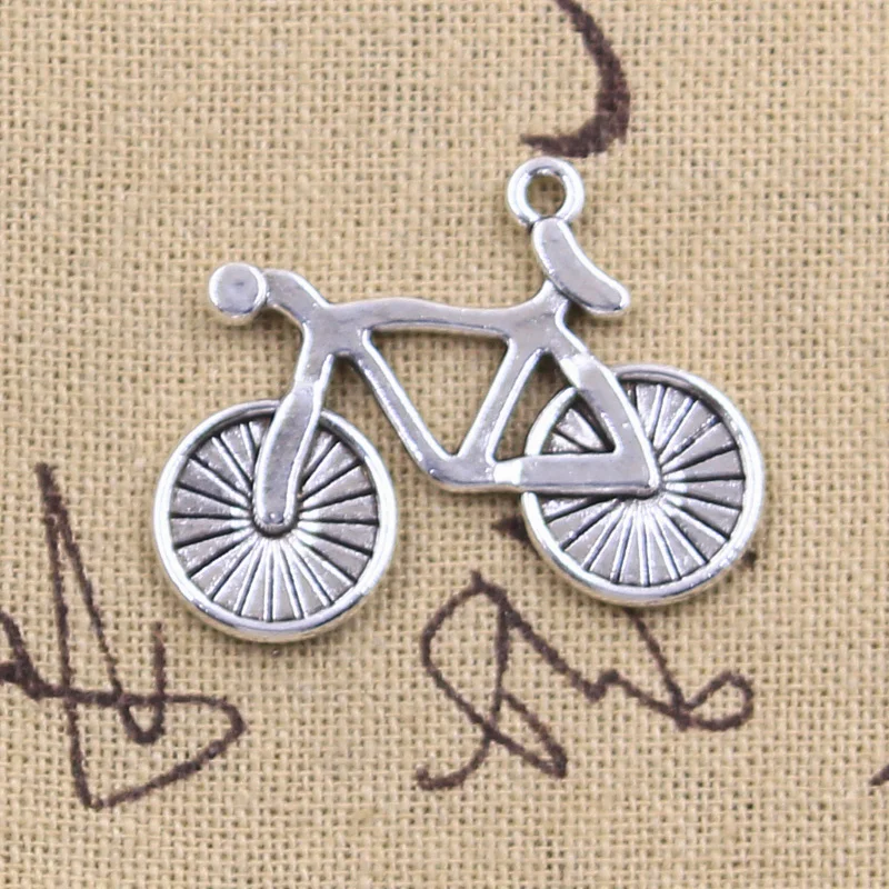 10pcs Charms Bike Bicycle 25x34mm Antique Silver Color Pendants DIY Crafts Making Findings Handmade Tibetan Jewelry