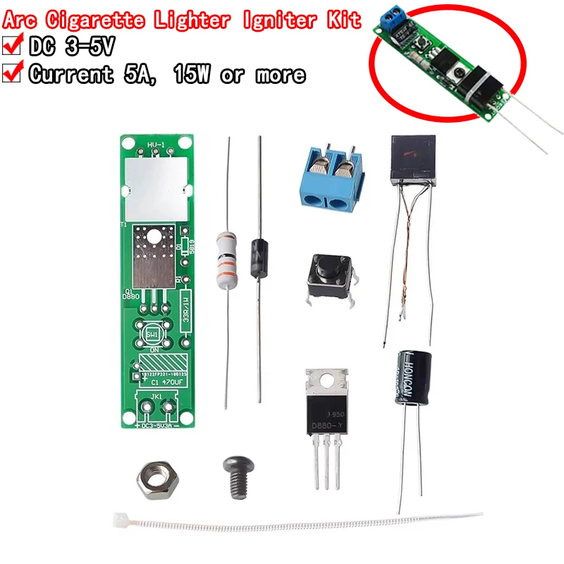 Zestaw do samodzielnego montażu DC3-5V Generator wysokiego napięcia Zapalnik łukowy Zestaw zapalniczek do samodzielnego zestawu do produkcji elektroniki