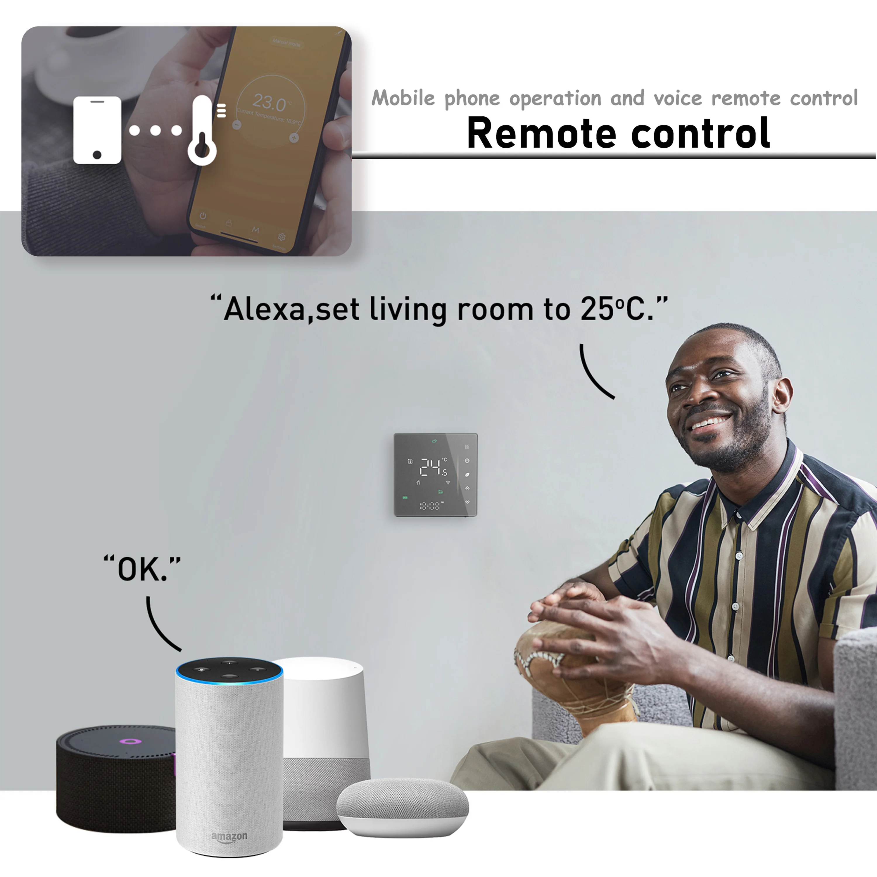 EU WIFI Zigbee Smart Thermostat for Dual Sensor Works with Alexa Google Yandex Electric/Water Heating/Gas Boiler 24V 110V 220VAC