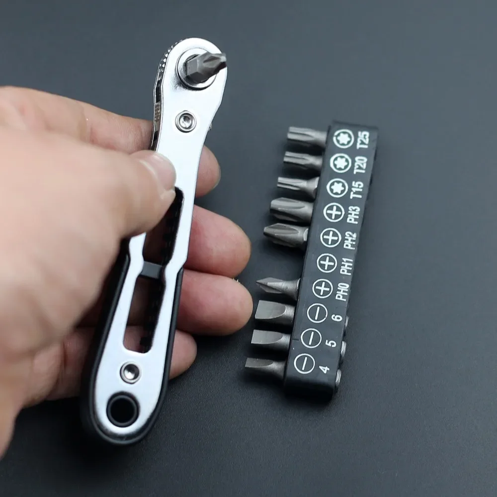 Rechtwinkliger Bidirektionaler Ratschenschraubendreher-Steckschlüsselsatz mit 1/4 Zoll Sechskantgriff, Torx-Schlitz, DIY Multifunktionales Handwerkzeug – Detail 6