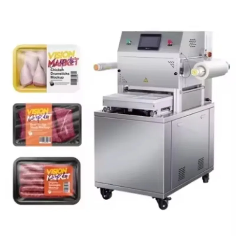 customized automatic vacuum skin packer machine with touch control for meat seafood and prepared meals