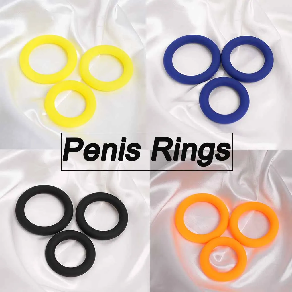 3Pcs Silicone Penis Cock Rings Male Delay Ejaculation Penis Lasting Erection Scrotum Lock Ring Adult Sex Toys for Men Gay Couple