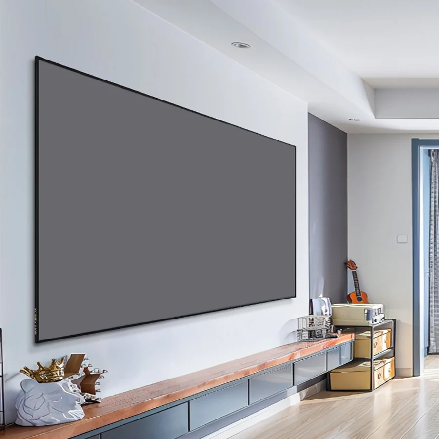 

100 Inch ALR Black Diamond Fixed Frame Projection Screen Ultra Narrow Bezel Ambient Light Rejecting 4K 8K 3D HD Normal Projector
