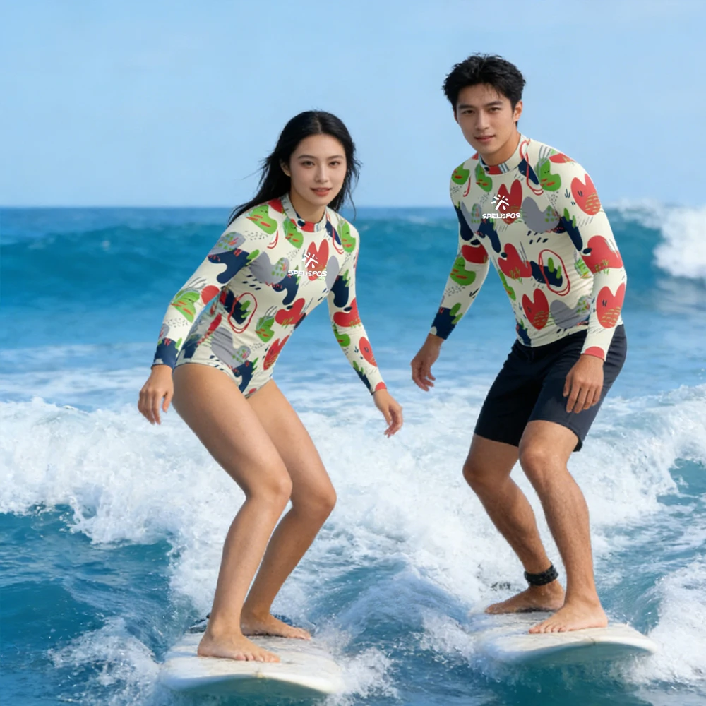 

Women and Men High Quality Long Sleeve Surfing Water Clothing Lightweight Quick Dry Printed Swim Shirts for Water Sports