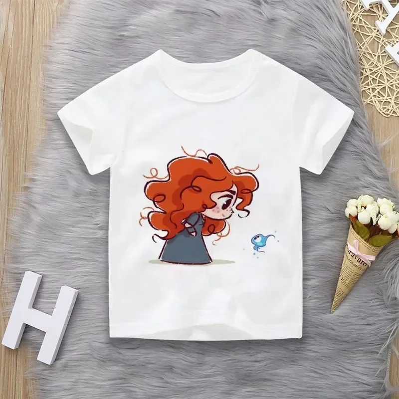 3-14y Kid Disney Short Sleeve Fashion Cute Princess Alphabet Cartoon Cinderella Print Casual Flower Girls T-Shirt Crew Neck Tops