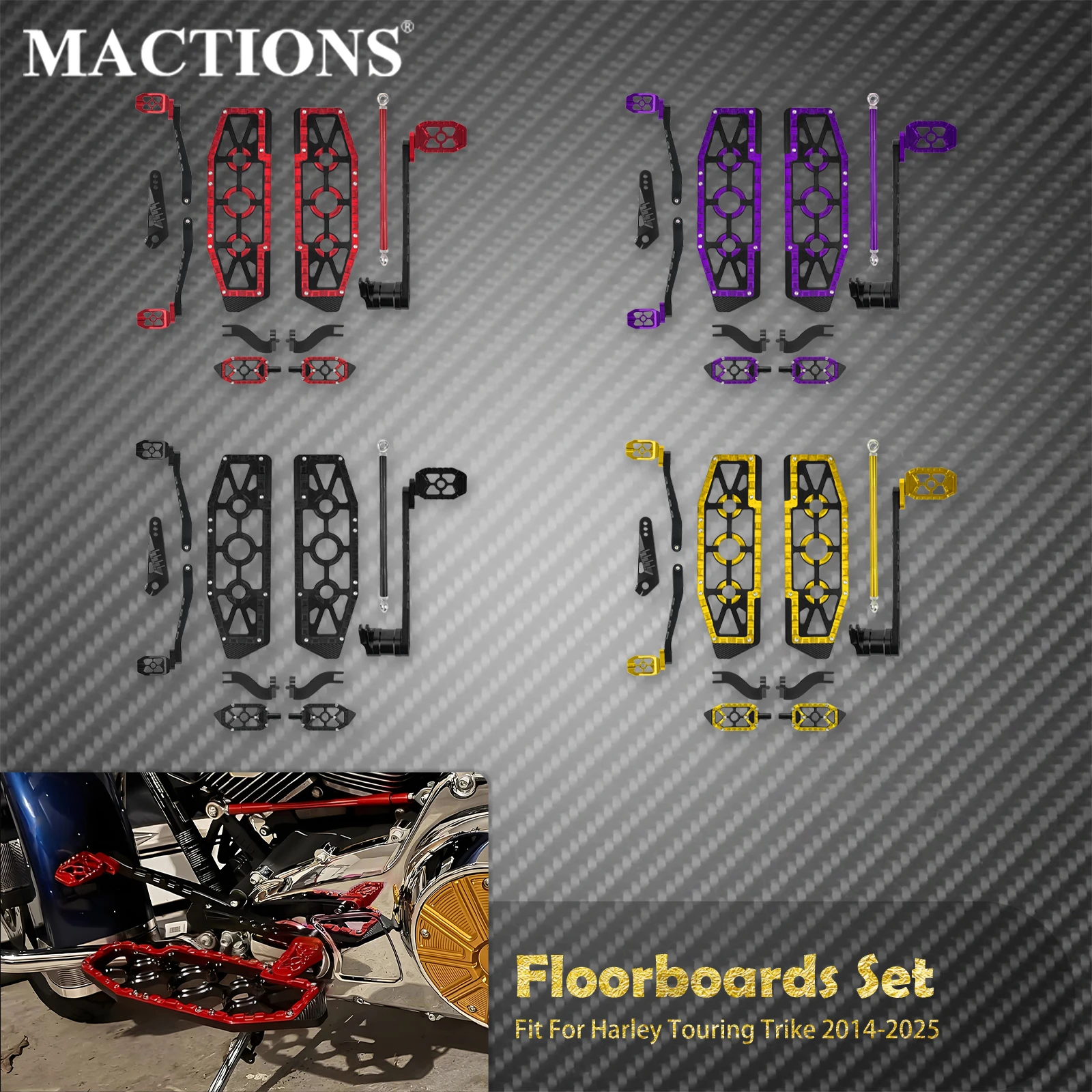 

Motorcycle Driver Floorboards Passenger Footpegs Brake Arm Shift Linkage Lever Pedal Kit For Harley Touring Road King FLHX 14-25