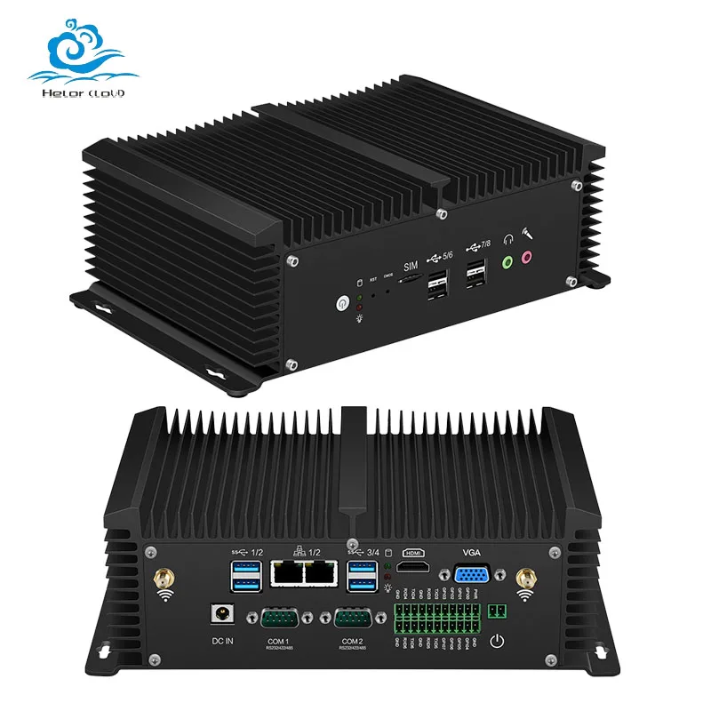 I5-8350U I7-8550U Industrial Mini PC Dual DDR4 Support Linux WiFi 3G/4G LTE GPIO Fanless Computer with 4xUSB3.0 4xUSB2.0 1xHDMI