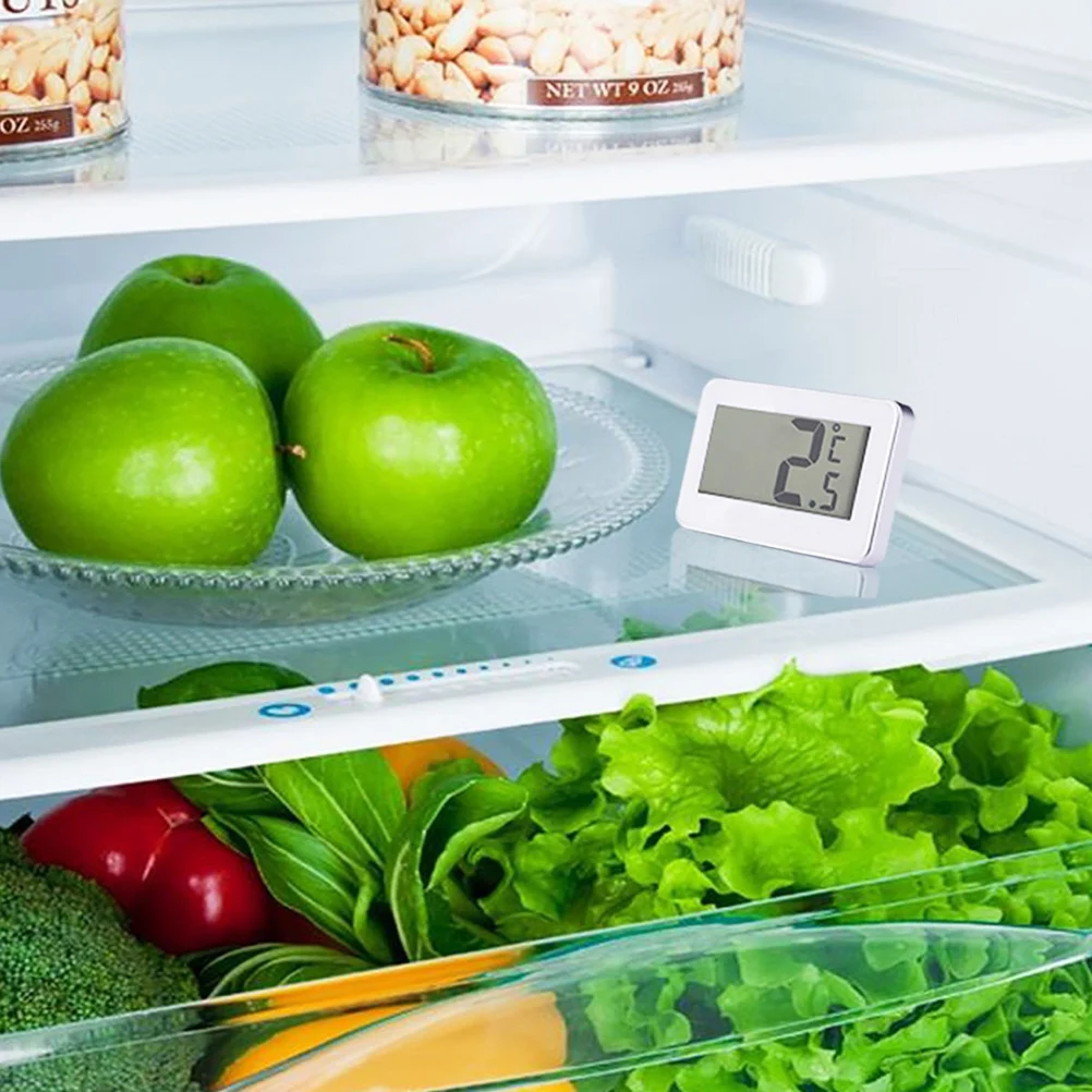 

Thermometer Wide Range Digital for Refrigerator Fridge Hanging White Silver Trim