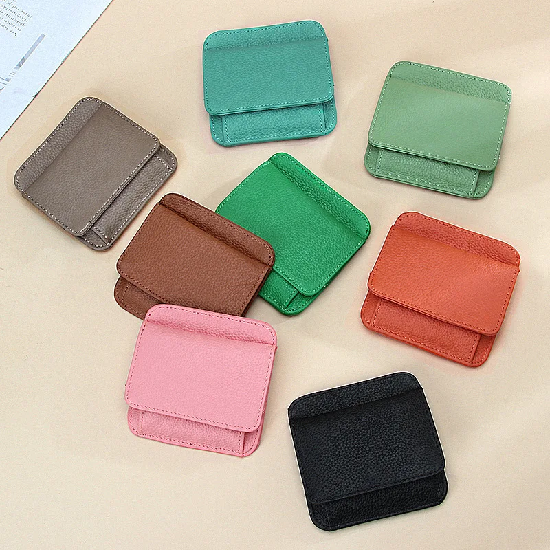 New Mini Coin Purses Genuine Leather Women Square Coin Pocket Cowskin High Quality Hasp Money Bag Wallet Ultra-thin Card Package