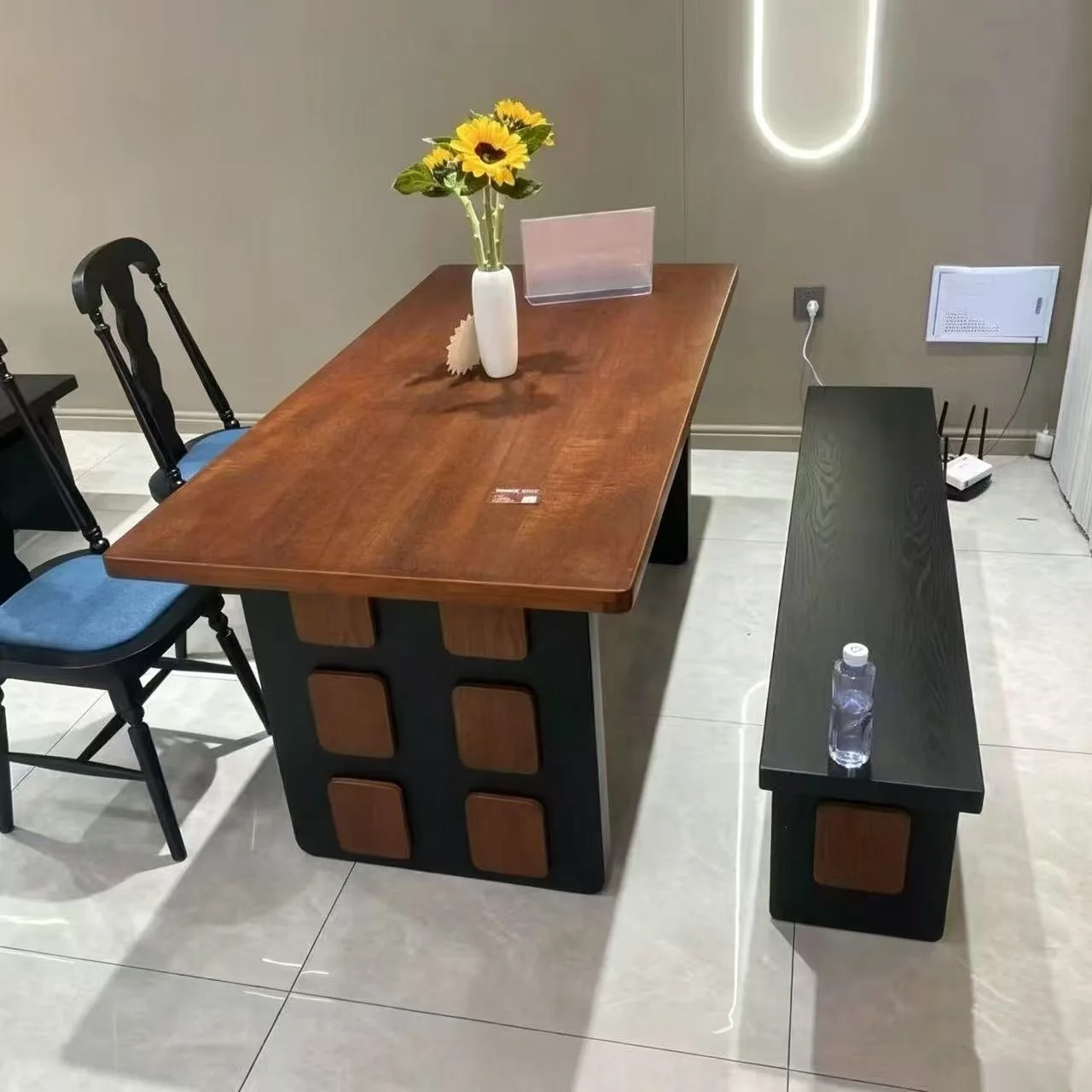 Chinese thickened antique style, dining table and chair combination, solid wood French dining table and chair