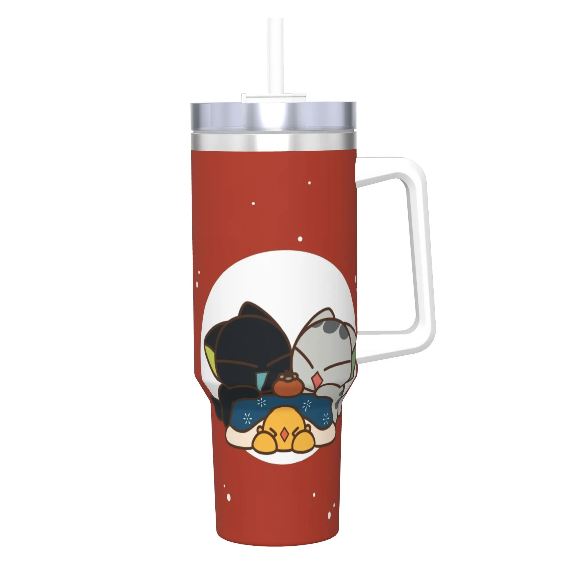 Stainless Steel Tumbler Kawaii Anime LUOXIAOHEIs Thermal Cups Black Cat Portable Cold and Hot Car Mugs Camping Water Bottle