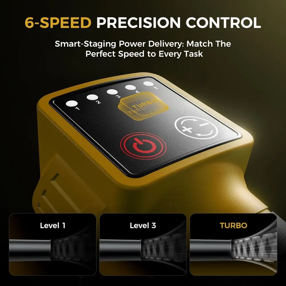 Leaf Blower Cordless - 650CFM Brushless Motor Leaf Blower with 6-Speed Control & Ergonomic Handle - Includes 2 x 5.0Ah Batteries