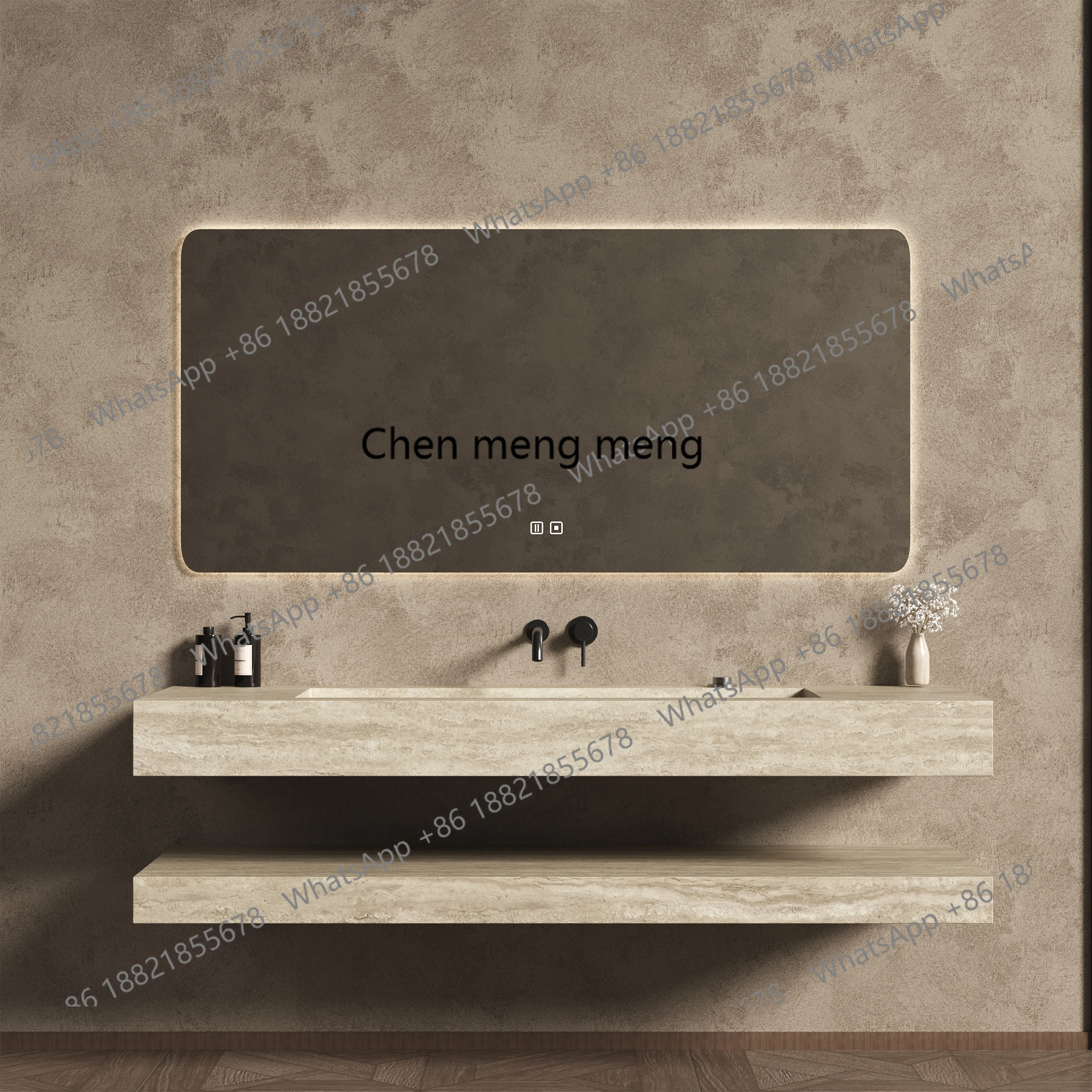 حوض حمام بدون خياطة، مزيج من حوض غسيل الترافرتين، حوض غسيل، حوض غسيل مزدوج للفندق