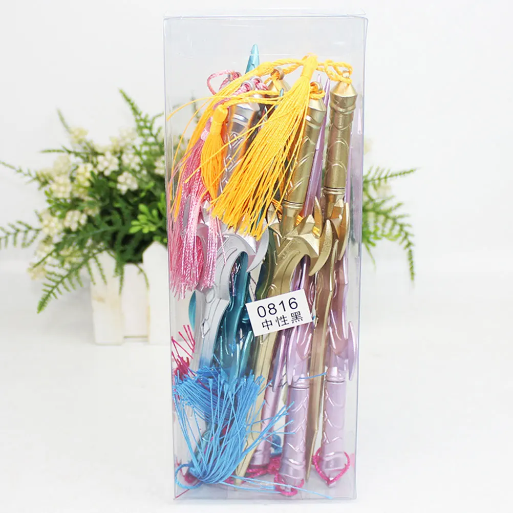 12pçs canetas de gel com borla, canetas em forma de espada para escrita em formato de espada, desenho, escritório, escola, papelaria, novidade, canetas divertidas