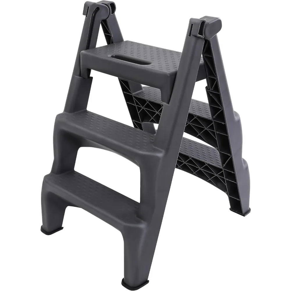 3 Step Ladder Folding Step Stool Foldable - Kitchen Step Stool for Adults and Toddlers with Anti-Slip Pedal, Portable Ladders