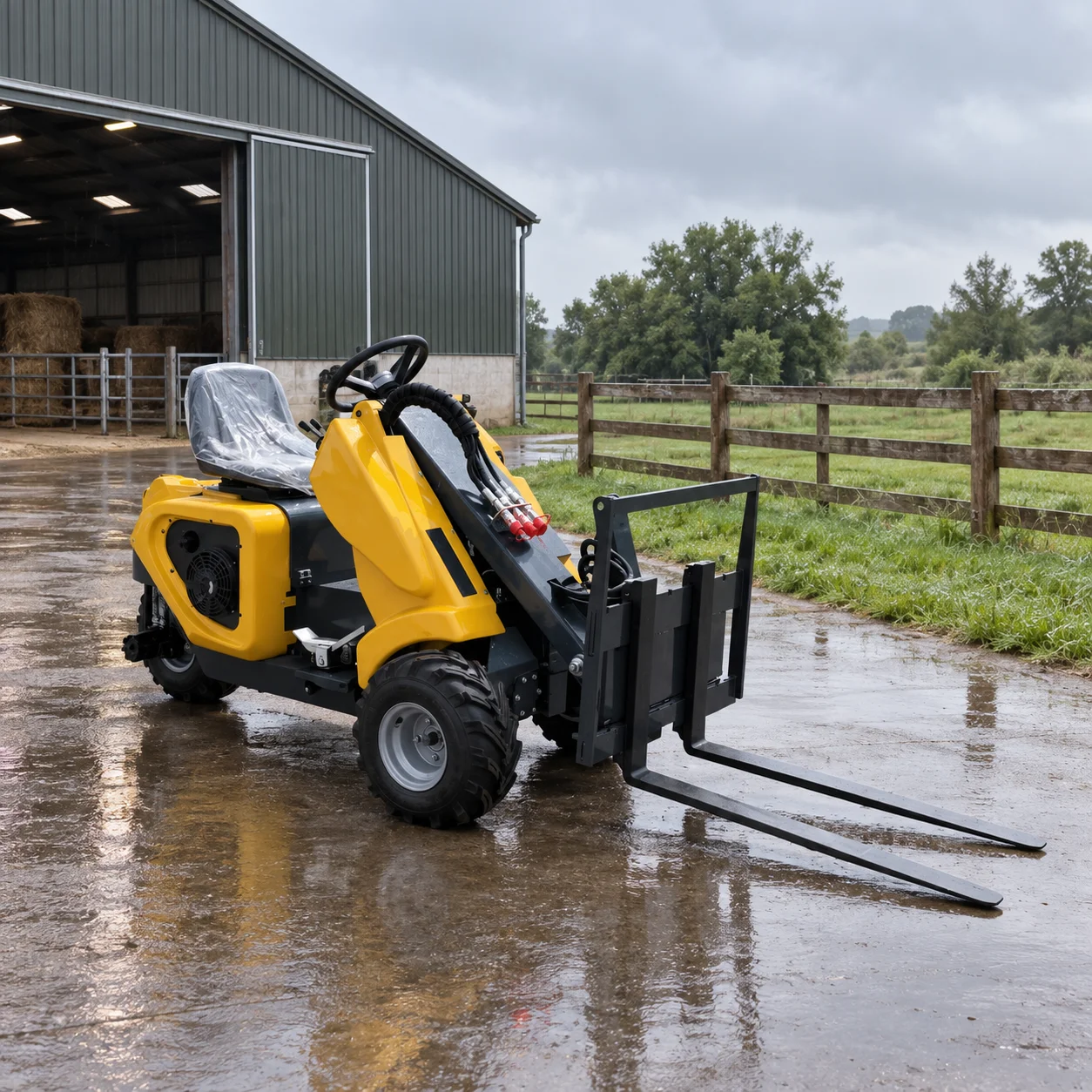 3Wheel Skid Steer Loader Compact Mini Loader for Landscaping, Yard Cleanup and Material Handling