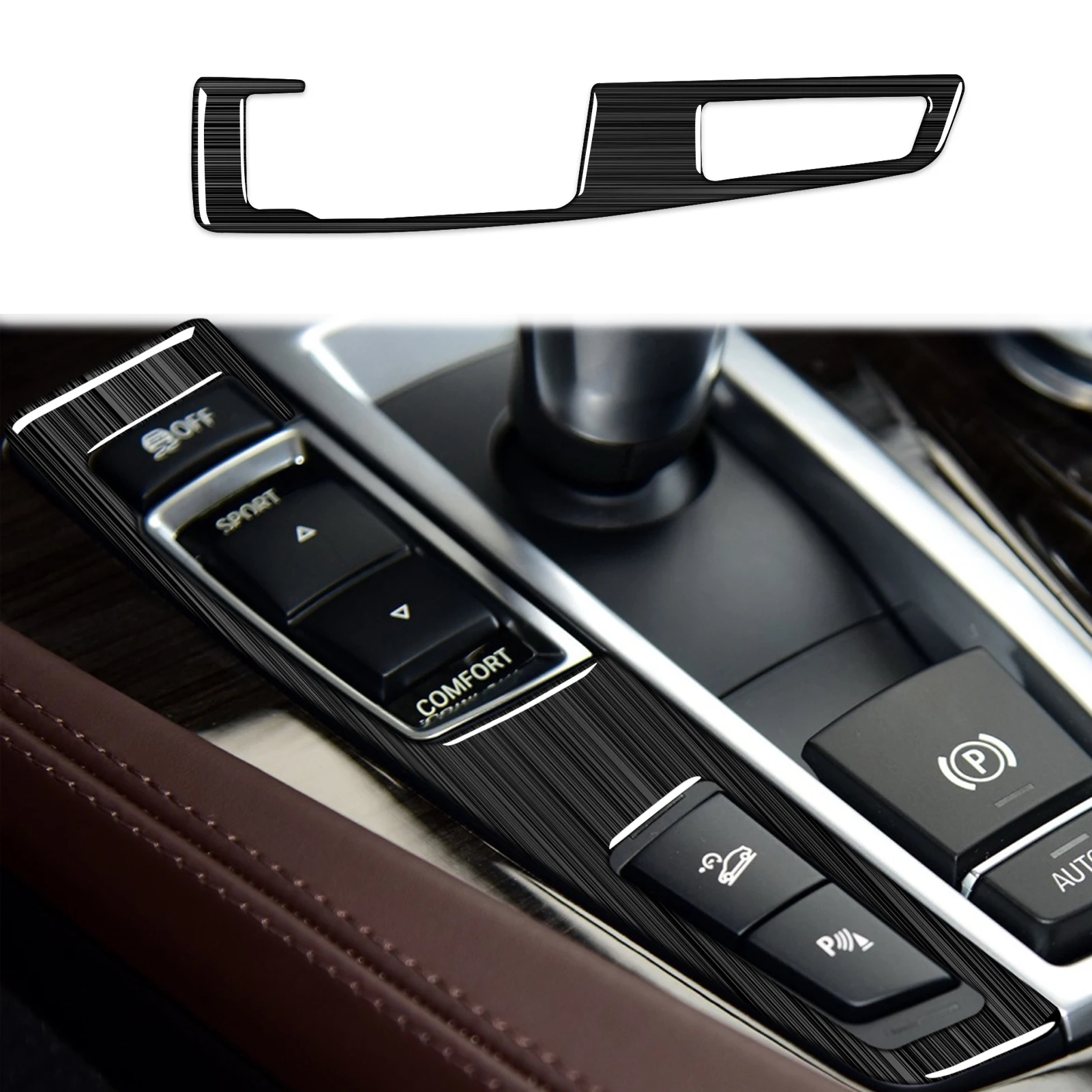 

For BMW 5 Series F10 2011—2017 Black Streak Car Accessories Gear Shift TWO Buttons Frame Panel Cover Trim Sticker Modification