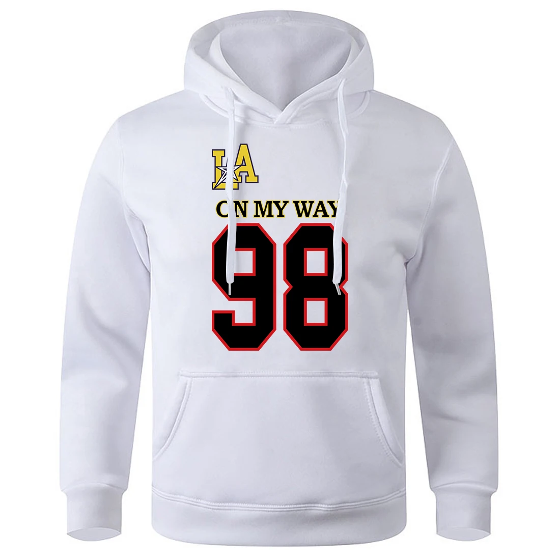 La On My Way 98 Street City Letter Print Hoodies Men Fashion Novelty Male Hoodie Classic Trend Pullovers Loose Basic Sweatshirt