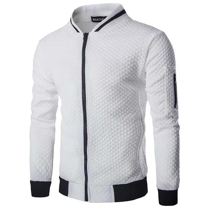 GELITAYIN Casual Sports Men's Zipper Youth Solid Color Waffle Cardigan Stand Up Collar Casual Wear Men's Simple And Fashionable