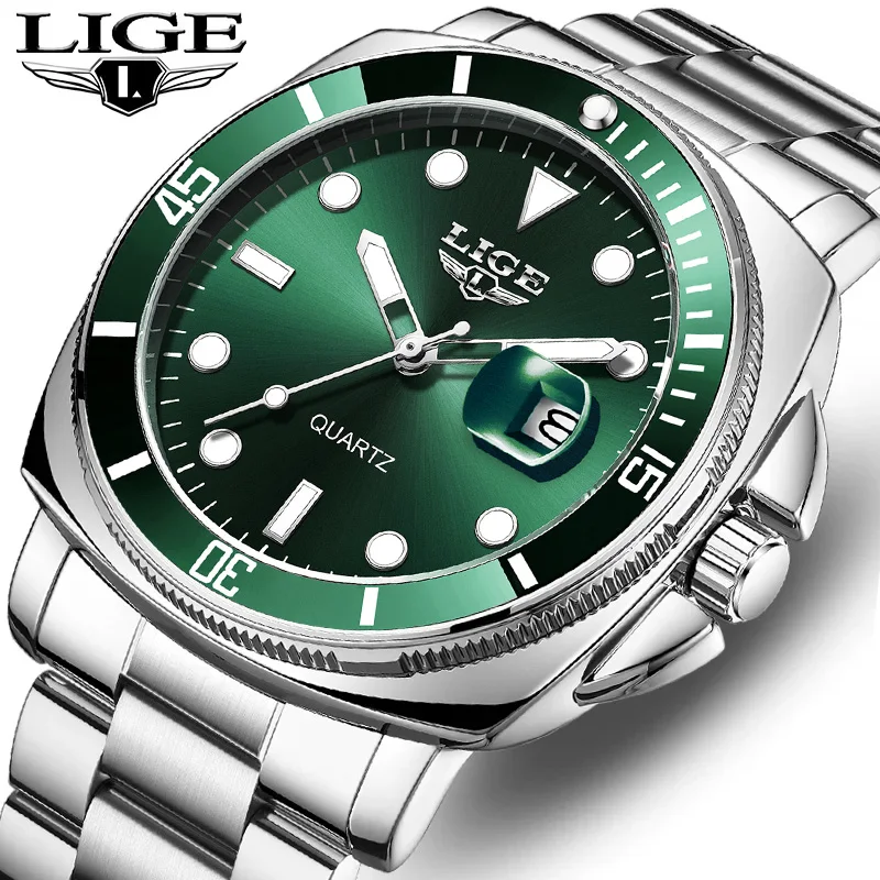 Reloj LIGE nuevo para hombre, reloj de pulsera informal de negocios, reloj de cuarzo con fecha de lujo, relojes de acero inoxidable para hombre, relojes masculinos