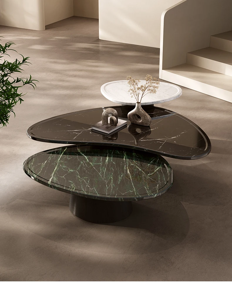 oz-Luxury Stone Coffee Table, Italian Freeform Design, Heat & Scratch Resistant, Master Designer Art Piece, Customizable-