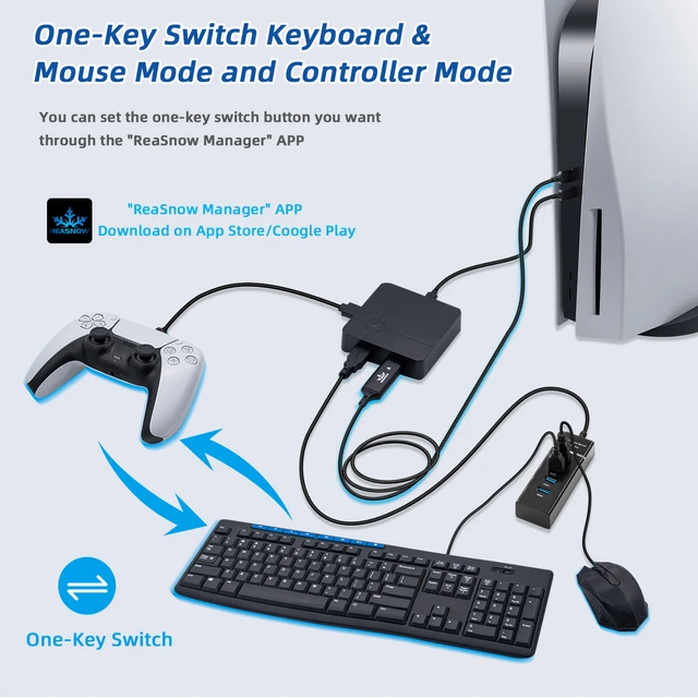 Reasnow C1 1000hz Low Delay Pass-through Keyboard&mouse Usb Cable For Ps5  Controller For Reasnow S1 Pc Console Game Accessories - Accessories -  AliExpress