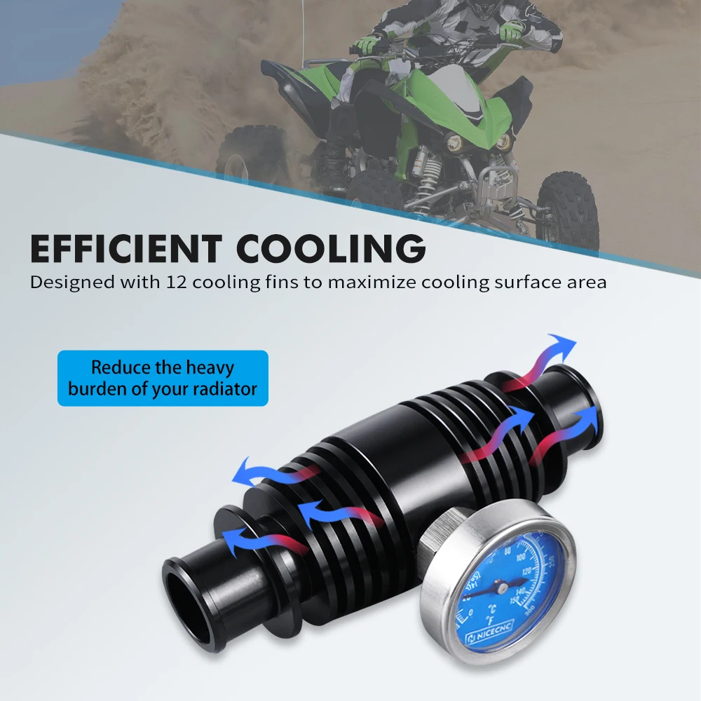 Radiator Inline Coolant Cooler for Yamaha YFZ450 YFZ450R YFZ450SE Raptor 700R 2009-2024 ATV Temperature Gauge 6061 Aluminum Part