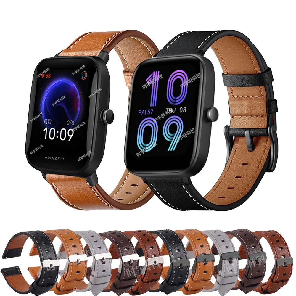 For Huami Amazfit Bip 3 Pro Strap 20mm Leather Sport Band For Xiaomi Amazfit Bip U/Bip S Lite/GTS 2 Smart Watch Men Bracelet