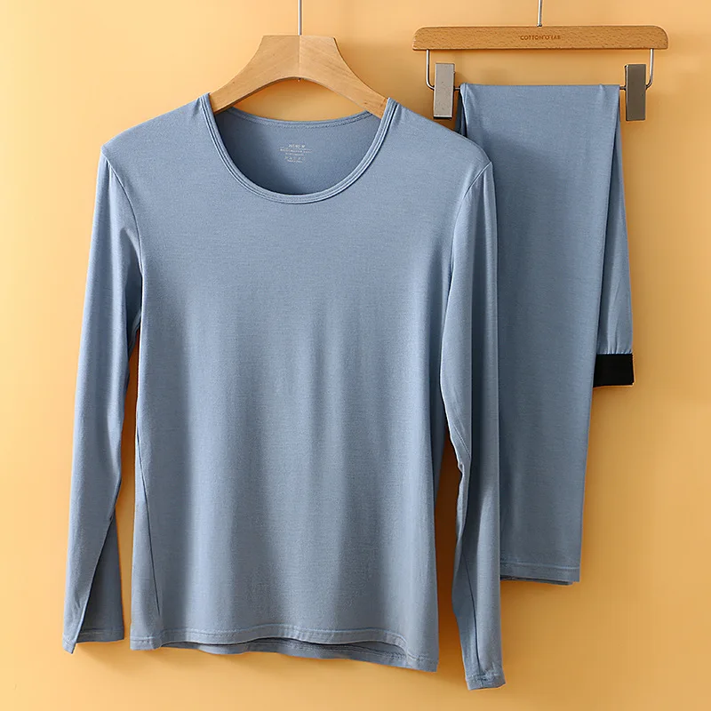 

New men's long johns slim-fitting and warm suit separate free-to-take long johns youth crew neck bottoming underwear