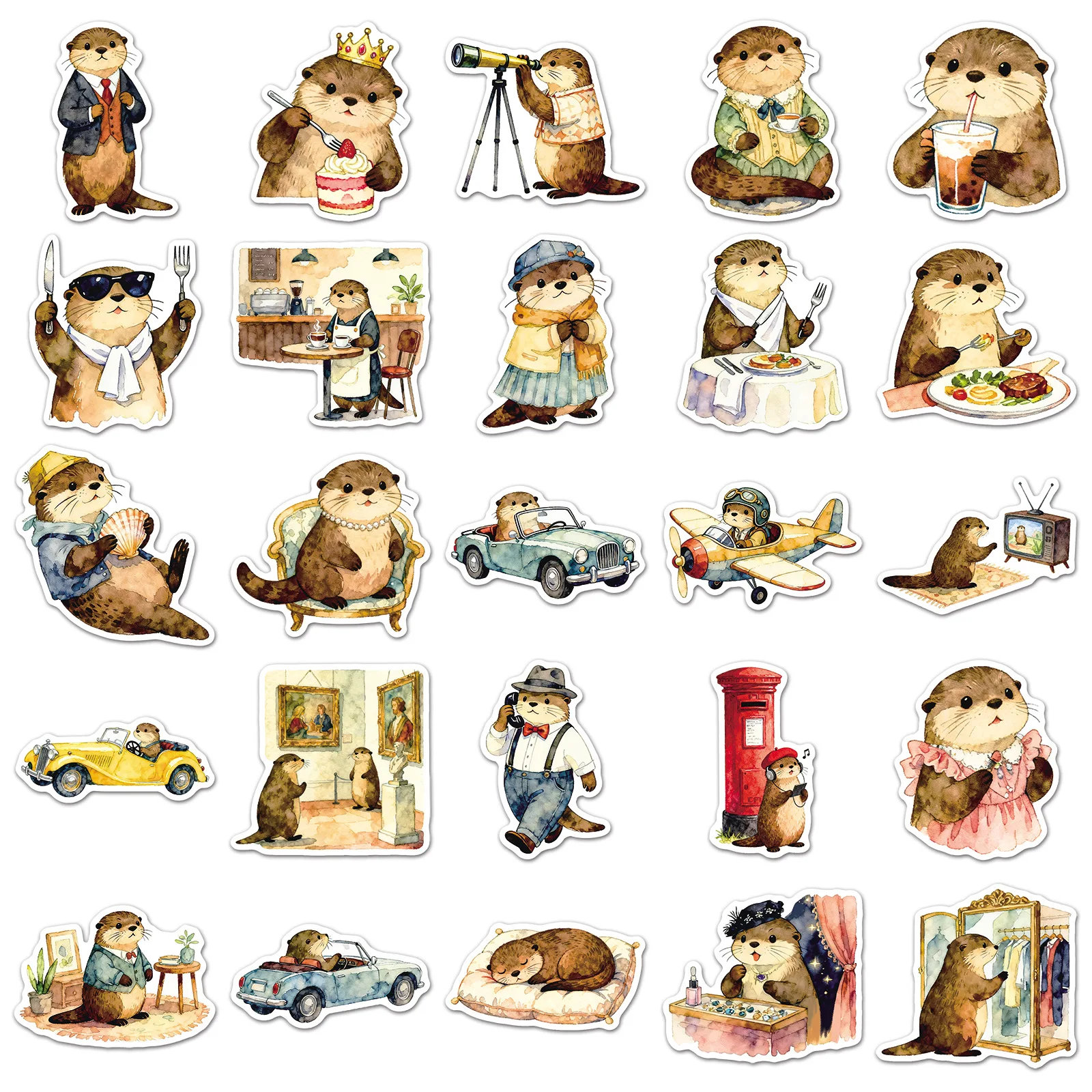 

50PCS Cute Otter Stickers Cartoon Animal Graffiti Decoration DIY Notebook Suitcase Guitar Refrigerator Phone Skateboard Decals