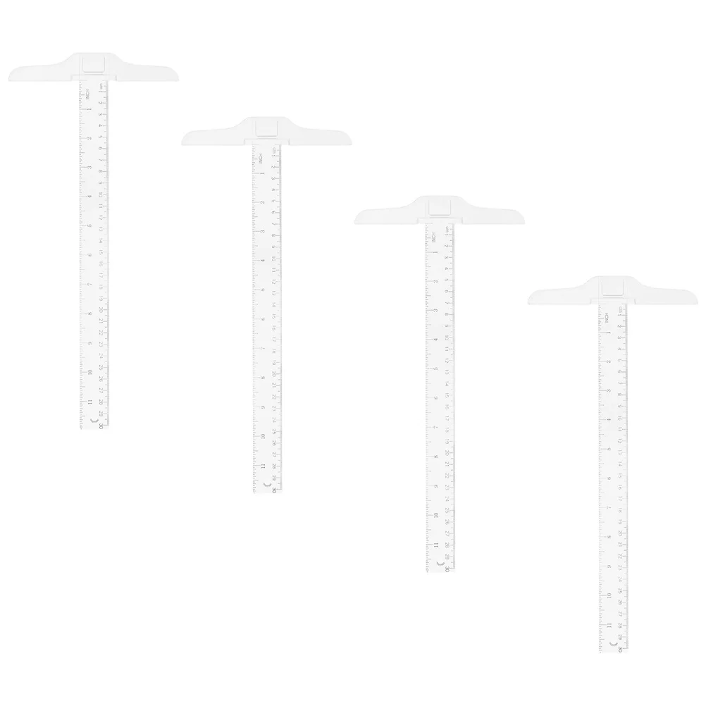 4Pcs Transparent T-Square Ruler Art Drawing Drafting Supplies Versatile Accurate Lightweight Academic Engineering