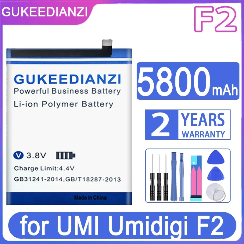 

GUKEEDIANZI For UMI Umidigi F2 Battery 5800mAh New Replacement Parts Phone Accessory Accumulators With Tools