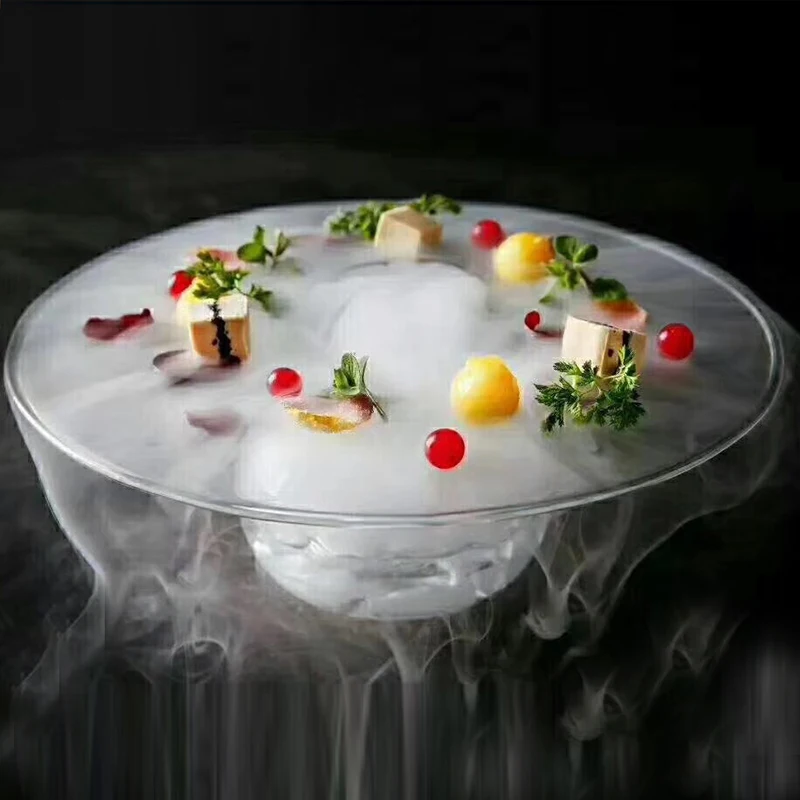 Unique dry ice liquid nitrogen tableware, creative personality, fashionable hotel glass plates