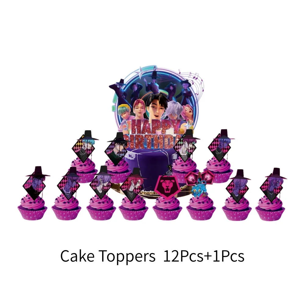 لوازم الحفلات للأولاد من Kpop Hunters Saja، لافتة زينة الكيك، خلفية لحفلات أعياد الميلاد للأطفال #3