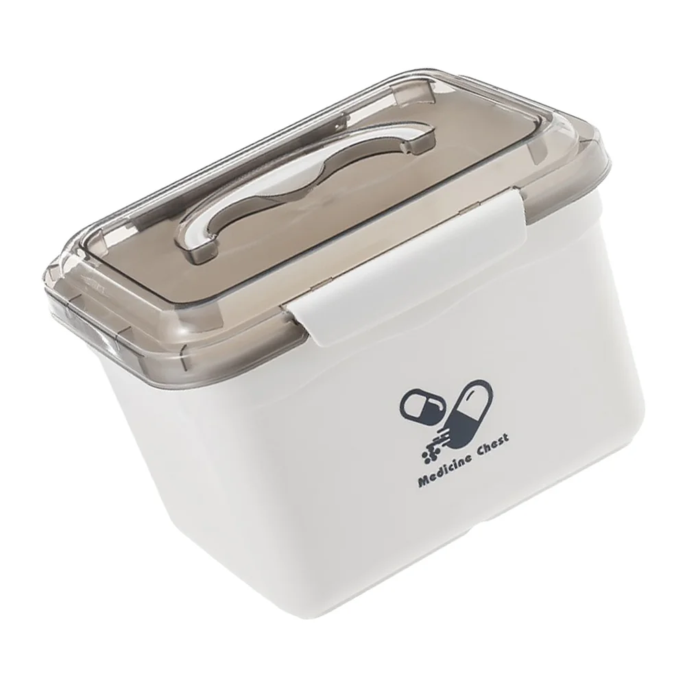 مجموعة واحدة من أدوية الطب المتينة ذات الطبقة المزدوجة، صندوق دواء منزلي محمول، منظم تخزين كبير للمساعدات #5