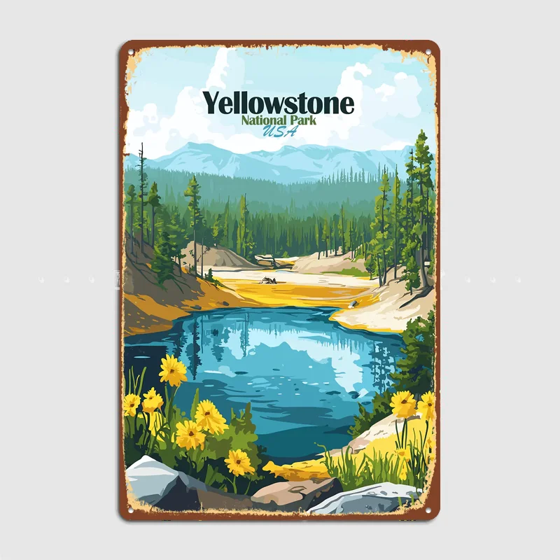 Yellowstone National Park Travel Poster Metal Sign Life Wall Custom Bedroom Indoor Home Wall Decor Posters Room Decoration